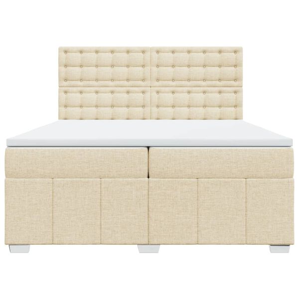 vidaXL Boxspring posteľ s matracom kr&eacute;mov&aacute; 200x200 cm l&aacute;tka