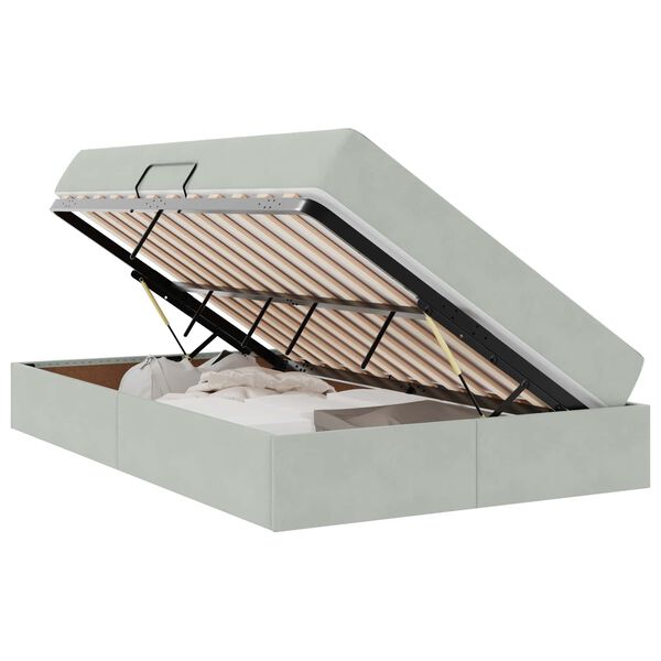 vidaXL Postel s &uacute;ložn&yacute;m prostorem a matrac&iacute; Svetlosiv&aacute; 120 x 190 cm
