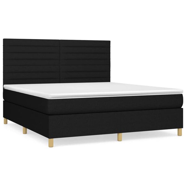 vidaXL Posteľn&yacute; r&aacute;m boxspring s matracom čierny 160x200 cm l&aacute;tka