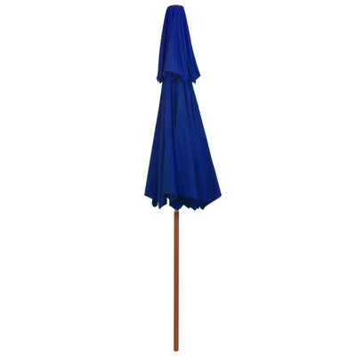 vidaXL Dvojitý slnečník s drevenou tyčou modrý 270 cm