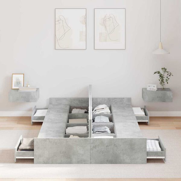 vidaXL R&aacute;m postele s &uacute;ložn&yacute;m prostorem Bet&oacute;nov&aacute; &scaron;ed&aacute; 120 x 190 cm