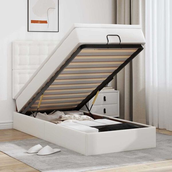 vidaXL Osmanský rám postele s matracom biela 90x190 cm umelá koža