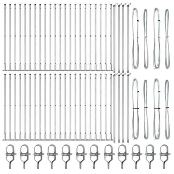 vidaXL Stĺp na plot. Iný 52 pcs Sivá 3,2 x 3,2 x 90 cm Oceľ