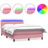 vidaXL Posteľn&yacute; r&aacute;m boxsping s matracom a LED ružov&yacute; 160x210 cm zamat