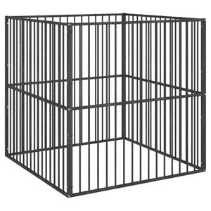 vidaXL Ohr&aacute;dka pre psov 4 panely čierna pozinkovan&aacute; oceľ