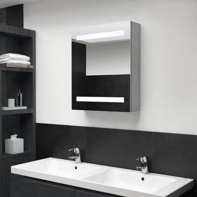 vidaXL LED kúpeľňová zrkadlová skrinka betónová sivá 50x14x60 cm