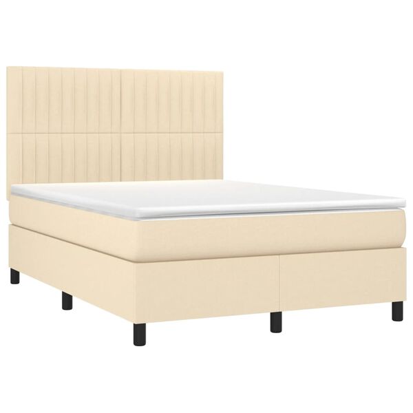 vidaXL Boxspring posteľ s matracom kr&eacute;mov&yacute; 140x190 cm l&aacute;tka