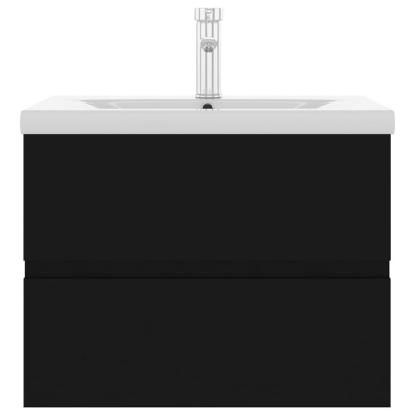 vidaXL Skrinka so vstavan&yacute;m um&yacute;vadlom čierna kompozitn&eacute; drevo