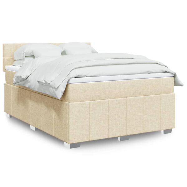 vidaXL Posteľn&yacute; r&aacute;m boxspring s matracom kr&eacute;mov&yacute; 160x200 cm l&aacute;tka