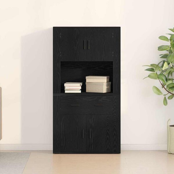 vidaXL Highboard Čierny dub 80 x 33 x 150 cm Kompozitn&eacute; drevo