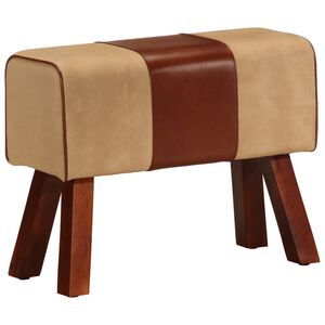 vidaXL Gymnastick&aacute; lavička 58 cm hned&aacute; prav&aacute; koža a mangovn&iacute;kov&yacute; mas&iacute;v