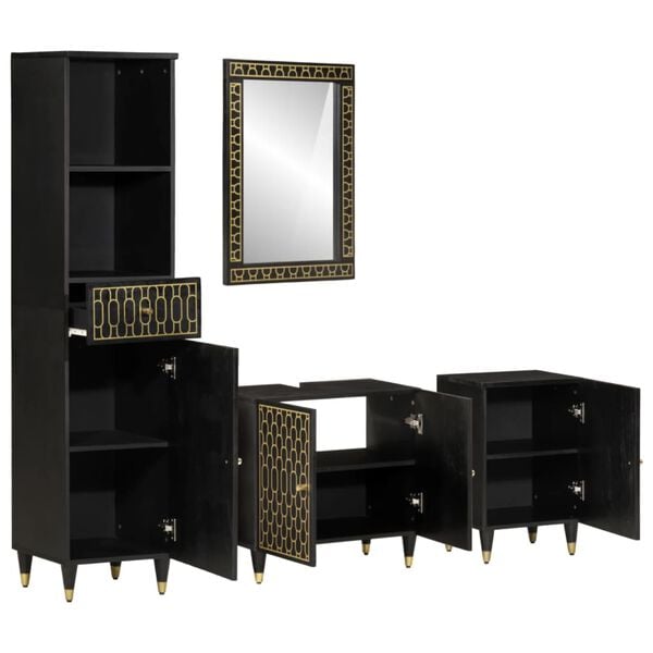 vidaXL 4-dielna súprava kúpeľňového nábytku mangovníkové drevo