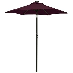 vidaXL Z&aacute;hradn&yacute; slnečn&iacute;k s LED, bordov&yacute; 200x211 cm, hlin&iacute;k