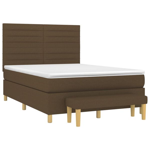 vidaXL Boxspring posteľ s matracom tmavohned&aacute; 140x190 cm l&aacute;tka