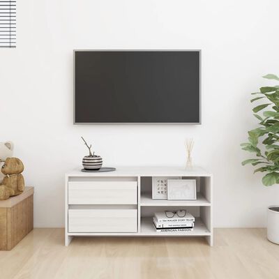 vidaXL TV skrinka biela 80x31x39 cm borovicový masív