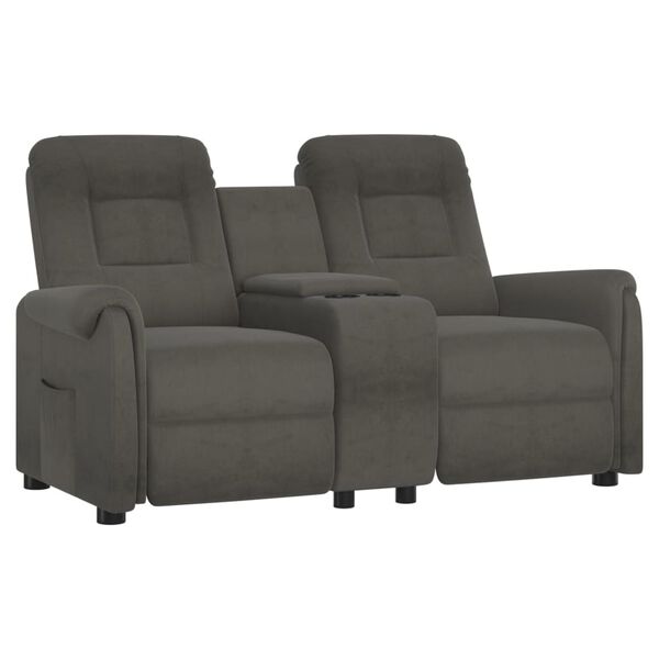 vidaXL 2-miestne sklápacie masážne kreslo+držiak na poháre, tmavosivé