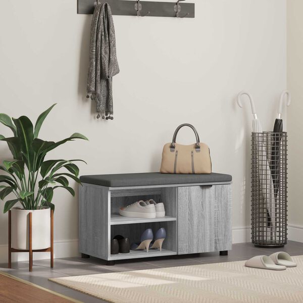 vidaXL Predsieňov&aacute; lavica s vank&uacute;&scaron;om Siv&aacute; Sonoma 80 x 38 x 46 cm