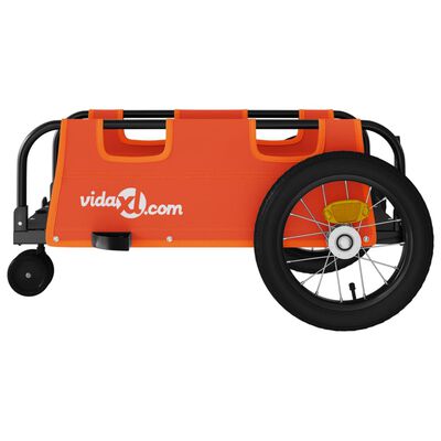 vidaXL Príves na bicykel, oranžový, oxfordská látka, železo