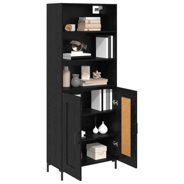 vidaXL Highboard Čierny dub 69,5 x 34 x 180 cm Kompozitn&eacute; drevo