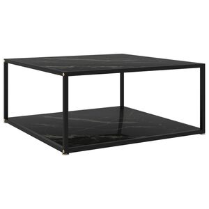 vidaXL Konferenčn&yacute; stol&iacute;k, čierny 80x80x35 cm, tvrden&eacute; sklo