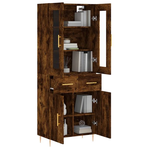 vidaXL Vysoká skrinka dymový dub 69,5x34x180 cm spracované drevo