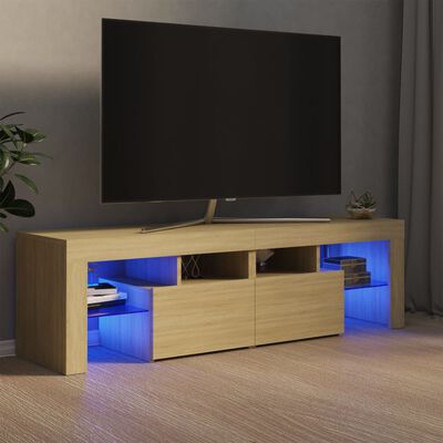 vidaXL TV skrinka s LED svetlami, dub sonoma 140x36,5x40 cm