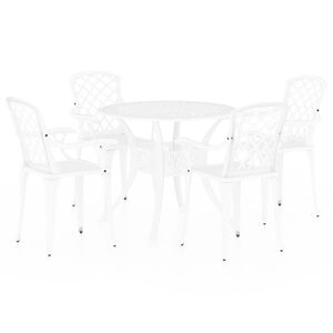 vidaXL 5-dielna bistro s&uacute;prava liaty hlin&iacute;k biela