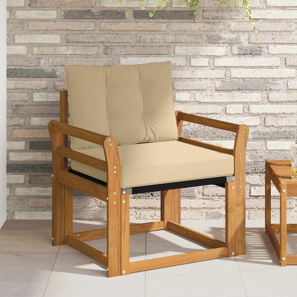 vidaXL Vonkaj&scaron;ia pohovka Mas&iacute;vne ak&aacute;ciov&eacute; drevo a textil&eacute;n Pr&iacute;rodn&aacute;