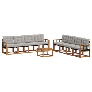 vidaXL Z&aacute;hradn&aacute; s&uacute;prava gaučov s vank&uacute;&scaron;om 9 pcs Pr&iacute;rodn&aacute; a svetlosiv&aacute;