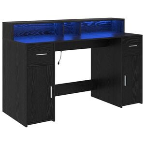 vidaXL St&ocirc;l so z&aacute;suvkou Čierny dub 140 x 55 x 91 cm Kompozitn&eacute; drevo
