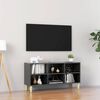 vidaXL TV stol&iacute;k nohy z mas&iacute;vneho dreva leskl&yacute; siv&yacute; 103,5x30x50 cm
