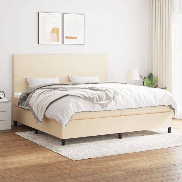 vidaXL Boxspring posteľ s matracom kr&eacute;mov&aacute; 200x200 cm l&aacute;tka