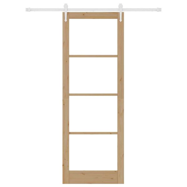 vidaXL Posuvn&eacute; dvere Hned&aacute; 83 x 232 cm Mas&iacute;vne borovicov&eacute; drevo a sklo