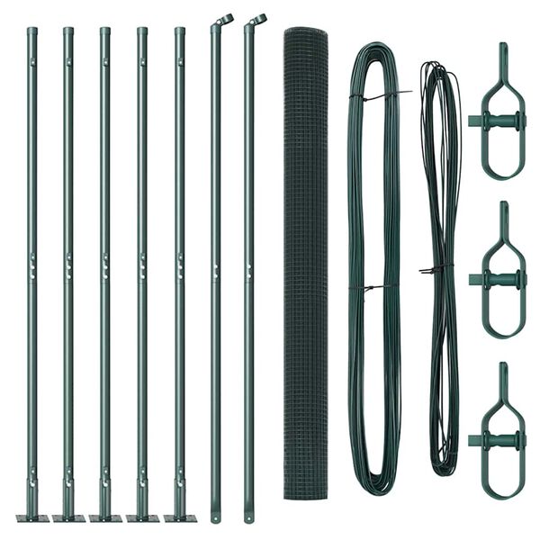 vidaXL Plot s stĺpmi Zelen&aacute; 1.5 x 10 m Oceľ