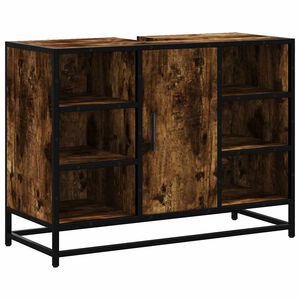 vidaXL K&uacute;peľňov&aacute; um&yacute;vadlov&aacute; skrinka dymov&yacute; dub 80x33x60 cm komp. drevo