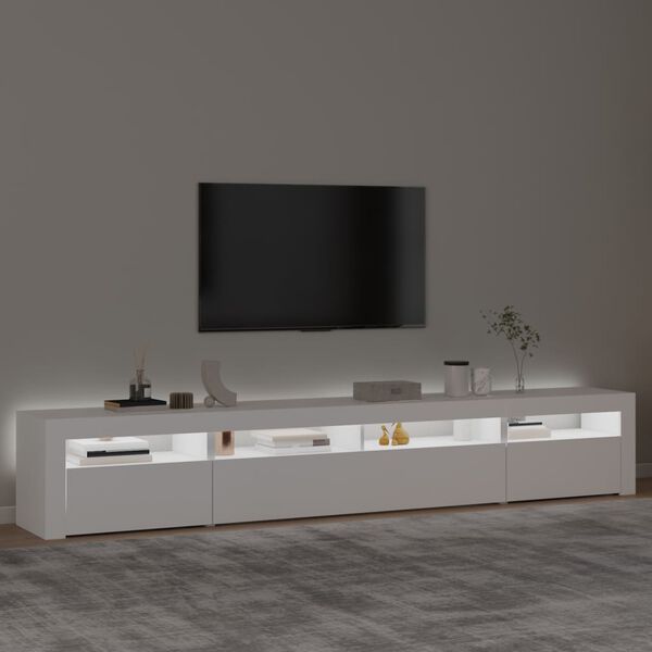 vidaXL TV skrinka s LED svetlami biela 240x35x40 cm