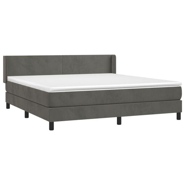 vidaXL Posteľn&yacute; r&aacute;m boxspring s matracom tmavosiv&yacute; 160x200 cm zamat