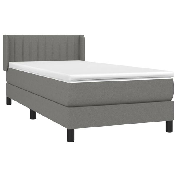 vidaXL Boxspring posteľ s matracom tmavosiv&aacute; 100x200 cm l&aacute;tka