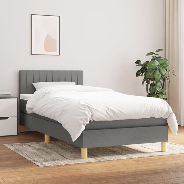 vidaXL Boxspring posteľ s matracom tmavosiv&aacute; 100x200 cm l&aacute;tka