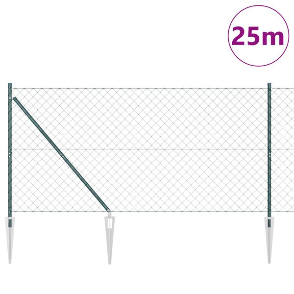 vidaXL Stĺp na plot. Zelen&aacute; 1 x 25 m (60 x 60 mm sieť) Oceľ