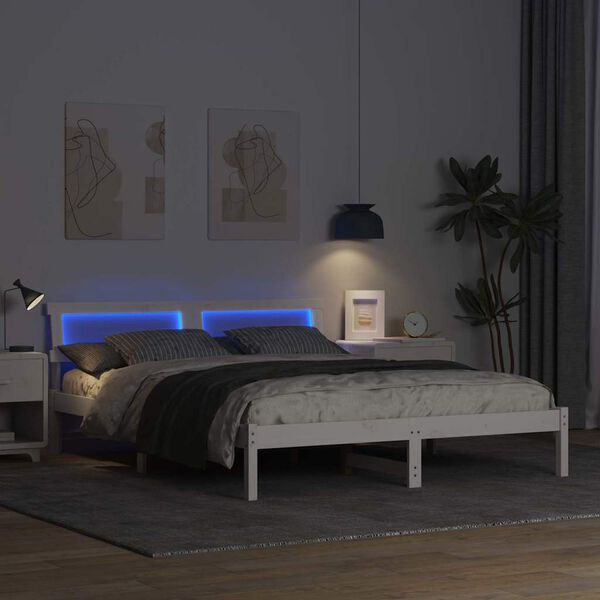 vidaXL R&aacute;m postele Biela 160 x 200 cm Mas&iacute;vne borovicov&eacute; drevo