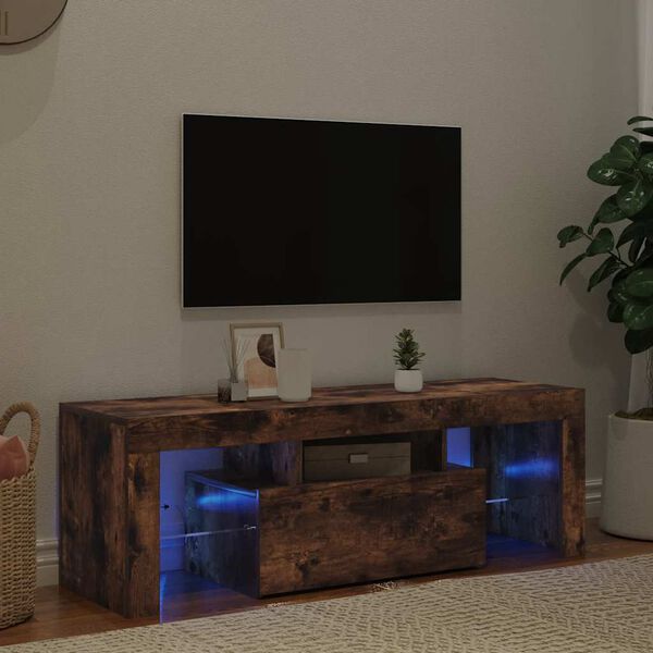vidaXL TV skrinka s LED, tmav&yacute; dub 120x35x40 cm
