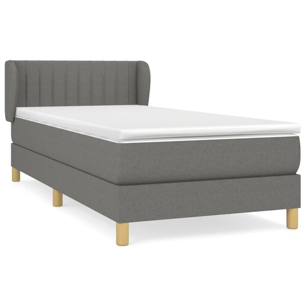 vidaXL Boxspring posteľ s matracom tmavosiv&aacute; 90x200 cm l&aacute;tka