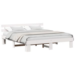 vidaXL R&aacute;m postele Biela 200 x 200 cm Mas&iacute;vne borovicov&eacute; drevo