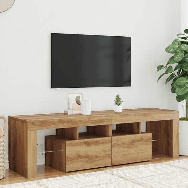 vidaXL TV skrinka s LED dub artisan 140x36,5x40 cm kompozitné drevo