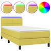 vidaXL Posteľ boxsping s matracom a LED zelená 100x200 cm látka