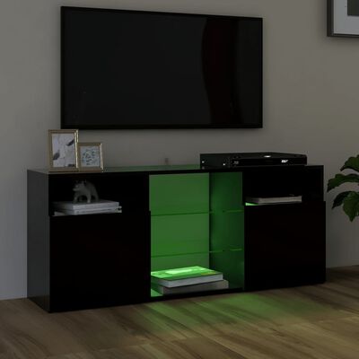 vidaXL TV skrinka s LED svetlami čierna 120x30x50 cm