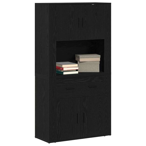 vidaXL Highboard Čierny dub 80 x 33 x 150 cm Kompozitn&eacute; drevo