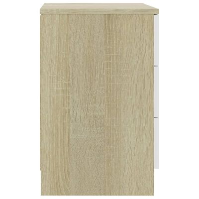 vidaXL Nočný stolík, biela a dub sonoma 38x35x56 cm, kompozitné drevo