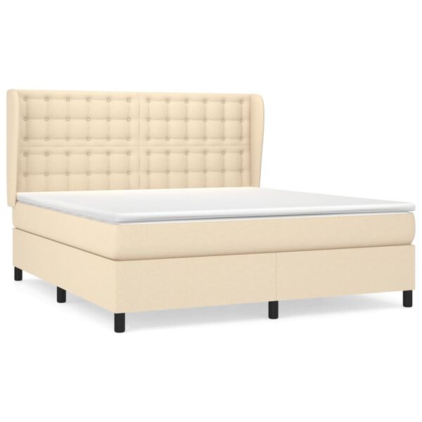 vidaXL Posteľn&yacute; r&aacute;m boxspring s matracom kr&eacute;mov&yacute; 160x200 cm l&aacute;tka